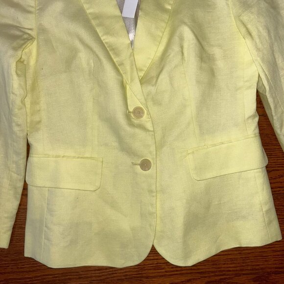 NWT Banana Republic Butter Yellow Linen Blend Blazer Size 2 Preppy Academia Twee - Picture 5 of 13